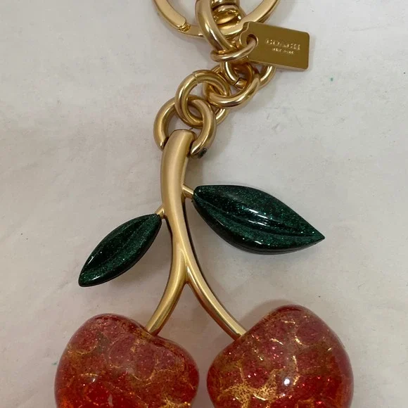 NEW WITH TAGS COACH SIGNATURE CHERRY BAG CHARM PINK - Picture 4 of 11
